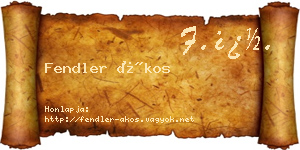 Fendler Ákos névjegykártya
